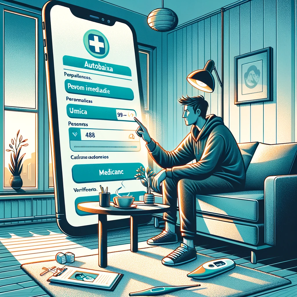ilustração de como pedir a auto declaração de baixa numa aplicação