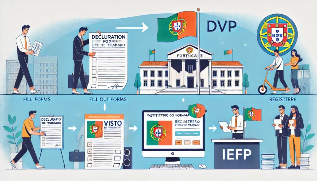 Ilustração da Declaração Visto de Procura de Trabalho