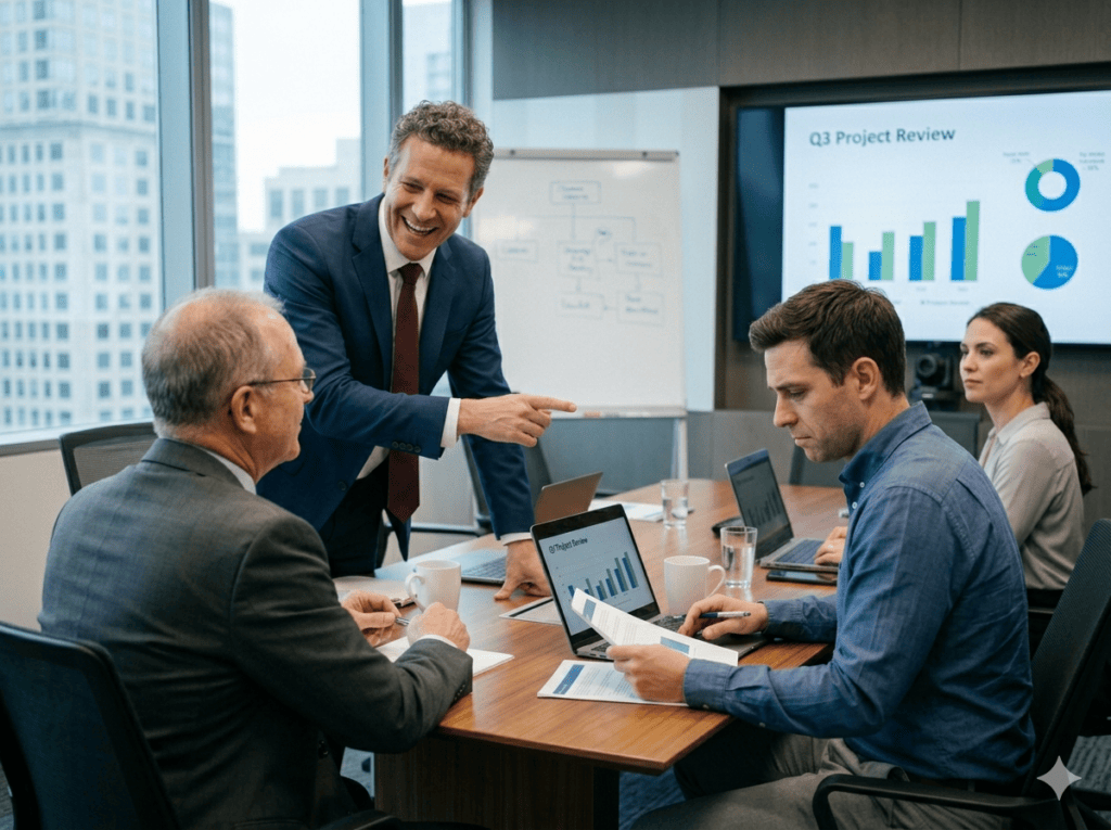 Um chefe e ficar com o trabalho do colaborador
