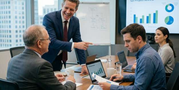 Um chefe e ficar com o trabalho do colaborador